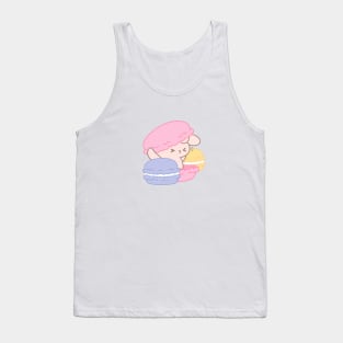 Sweet Escape: Adorable Bunny Rabbit in the Heart of a Giant Macaroon Tank Top